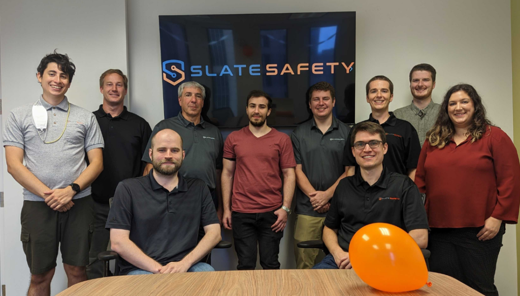 The SlateSafety team poses for a photo together in the new office.